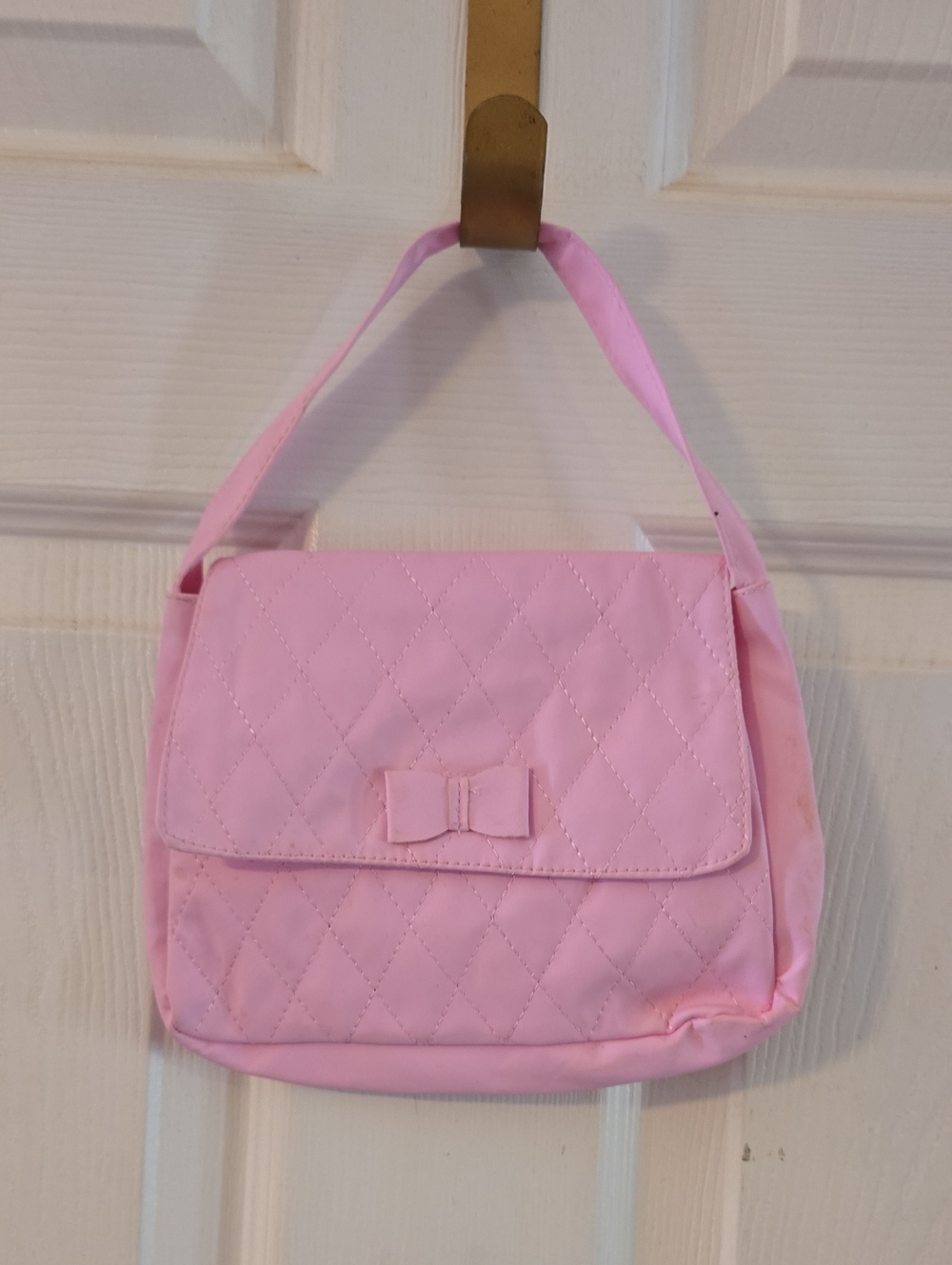 Pink Quilted Bow Shoulder Bag